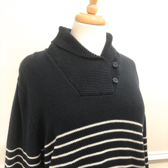 Chaps Navy Striped Pullover Nautical Sweater Size Large - Picture 6 of 11